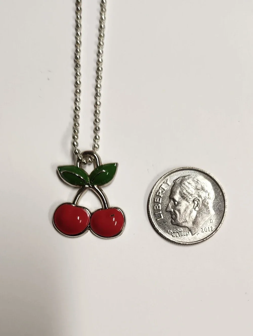 Coach Cherry Pendant Necklace - Red & Green Enamel